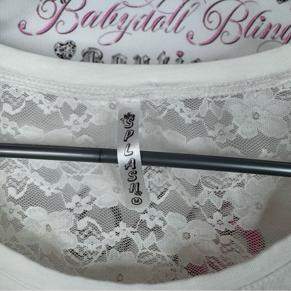 Splash long sleeve Lacie floral y2k cream White Lace Long Sleeve Top - Picture 5 of 9